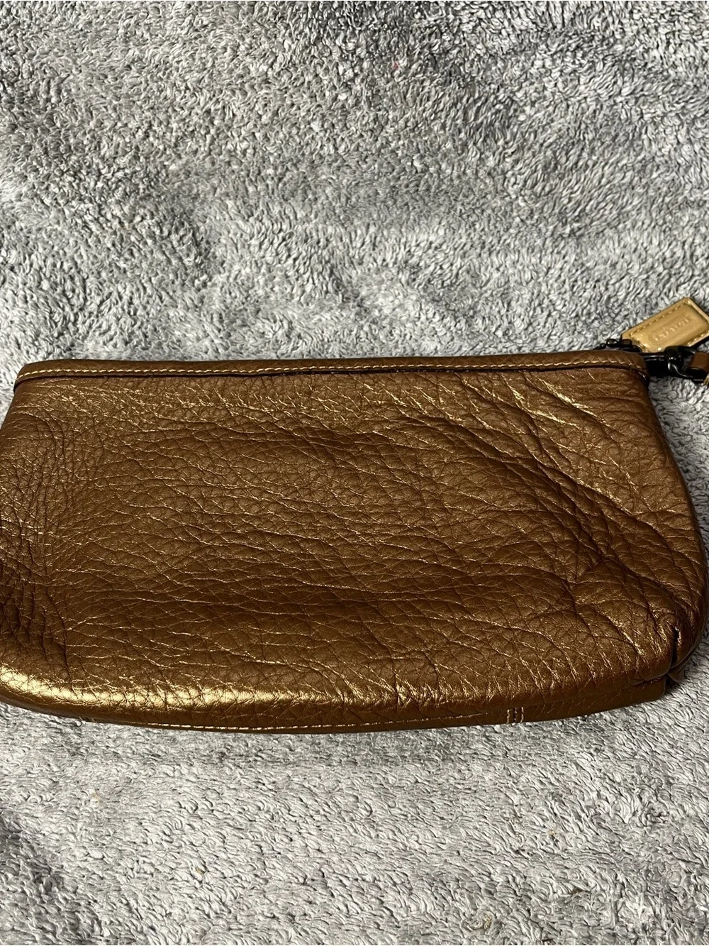 COACH Metallic Brown Leather Wristlet Clutch Y2K excellent
